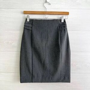 Express Charcoal Gray Pencil Skirt with Waist Dart Detail